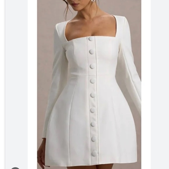 Club L London White Long Sleeve Dress - Picture 3 of 3